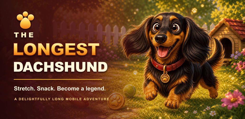 The Longest Dachshund running through a glowing backyard